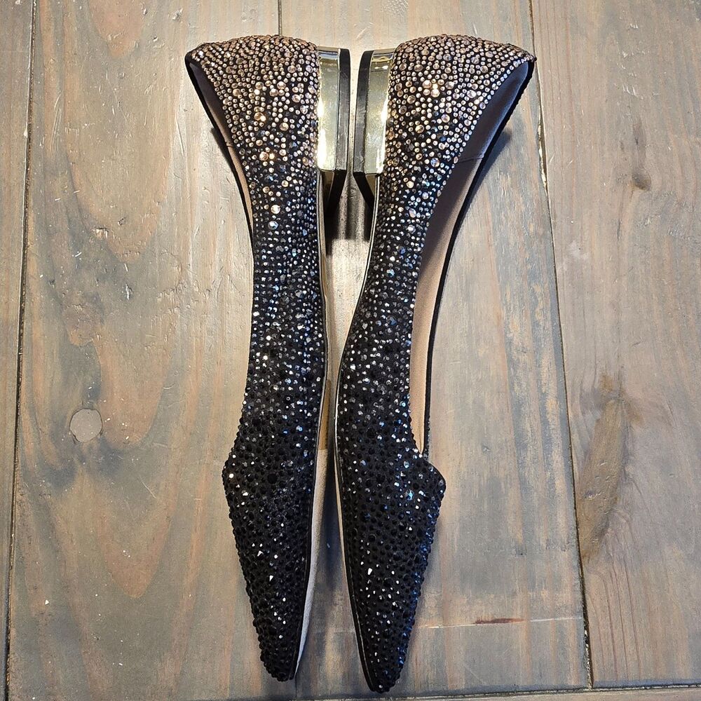 ALDO Women's 9 Black Ombre Rhinestone Pointed Toe Ballet flats Sparkly - Picture 5 of 7